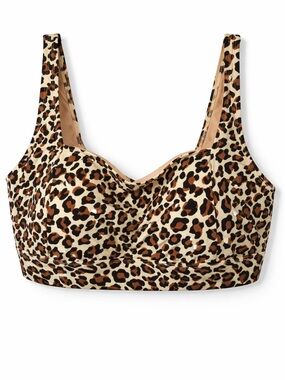 Kona Sol Leopard Print Underwire Bikini Swim Top NWT Plus Size 26W Animal